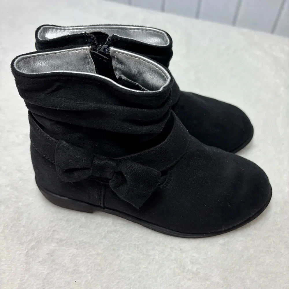 H&M Black Kids Boots with Bow‎ Accent Size 9.5 Toddler